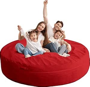 HABUTWAY XX-Large Bean Bag Chair: Giant 7' Memory Foam Furniture Bean Bag Chairs for Adults with Microfiber Cover 7Ft (Red)