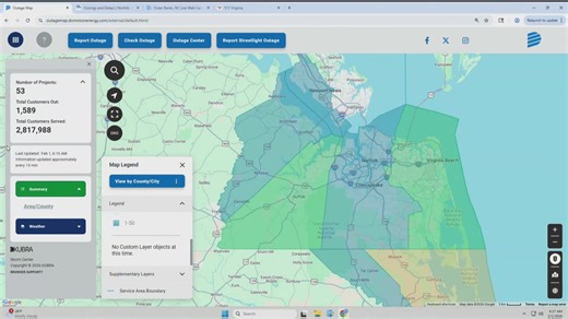 Nearly 1,600 Dominion customers without power Sunday morning
