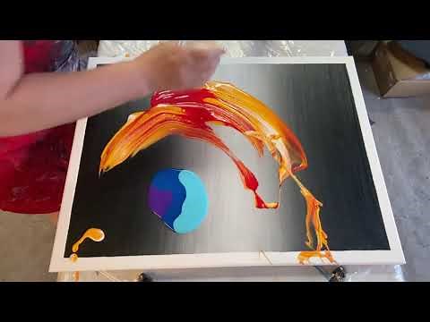11. Abstract Splash painting with gradient background - Acrylic Fluid Painting