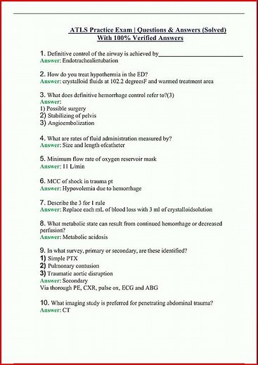 Atls Practice Exam Questions Answers Solved With 100 Verifieupdate video