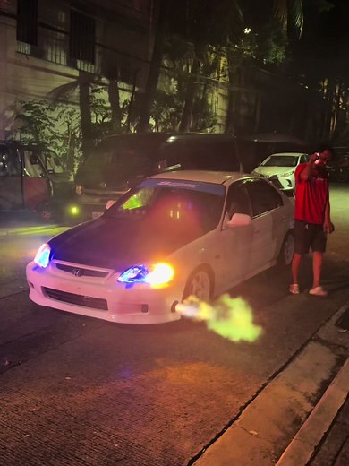 Honda Civic Backfire Sound with Green Flame Effect
