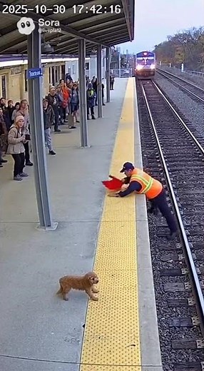 Hero Worker Saves Puppy from Speeding Train