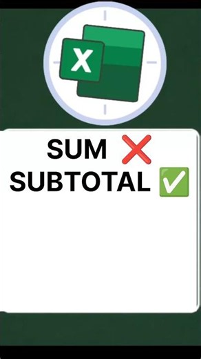 Use SUBTOTAL ✅ instead SUM ❌. #excelshorts #learnexcel