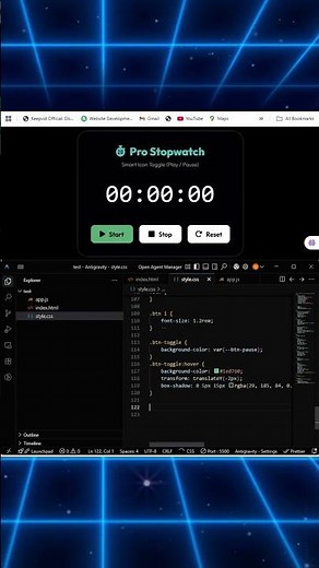 Real-time Stopwatch built using HTML, CSS, and JavaScript