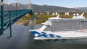 Huge Cruise Ship Tries to Pass Under Low Bridge.