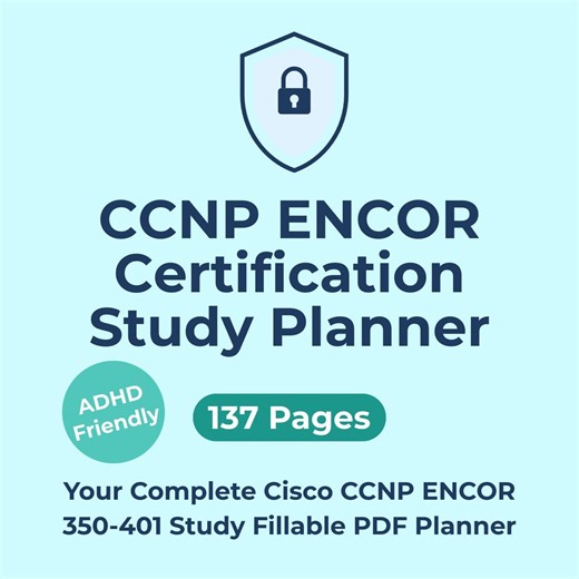 ADHD Study Planner 350-401 Cisco Ccnp Encor Adhd Friendly Exam Prep Fillable PDF Digital Planner IT Certification Study Guide - Etsy