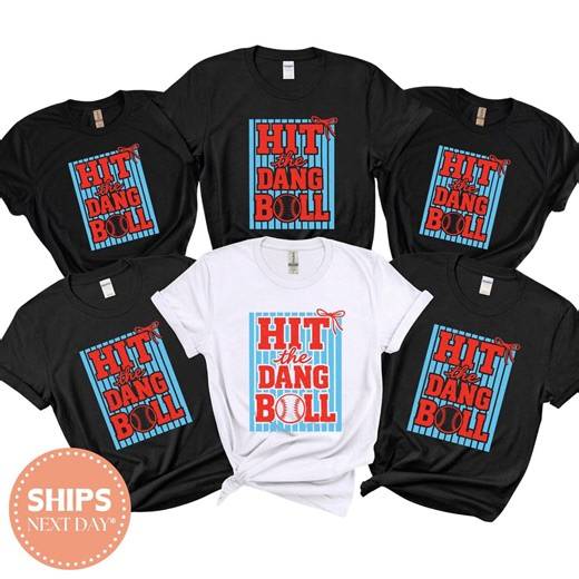 Hit the Dang Ball Shirt, Retro Baseball Game Day Tee, Trendy Distressed Sports Fan Apparel, Comfort Colors Aesthetic Pitcher Graphic Tee - Etsy
