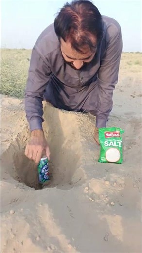 extracting Ten Packs & salt in cool sand of desert #survival #experiment #villagelife #food #shorts