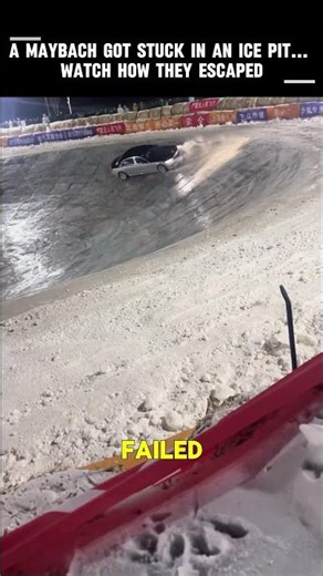 A Maybach Got Stuck in an Ice Pit… Watch How They Escaped #shorts #Maybach #CarFails #IceDriving