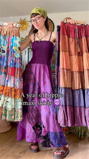 Hippie Fashion | Ethical & Handmade Clothing on Instagram: "It’s the year of maxi skirts ⭐️☮️🌀 You have loved our selection of hippie skirts, so here are some of my favourite designs we sold! Yesterday was my last shipping date before Christmas 🌲 next date will be: 29 Dec. Hope you have a magical time 🕯️❄️ #bohoskirt #maxiskirt #hippiechic #ethicalfashionbrand #bohemianfashion"