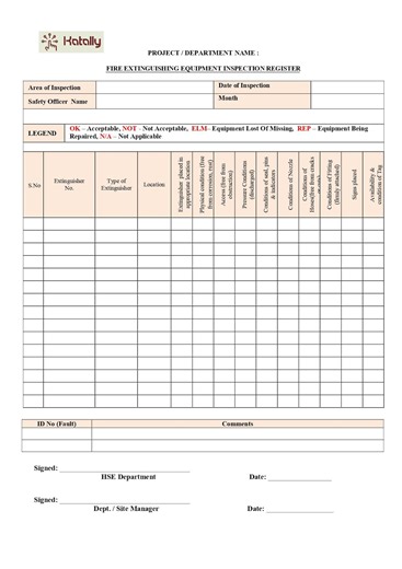 Fire Extinguisher Inspection Checklist: Editable PDF & Word Template - Etsy Israel