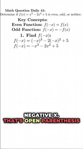 Even or Odd Function? 🤔 | Math Question Daily #41