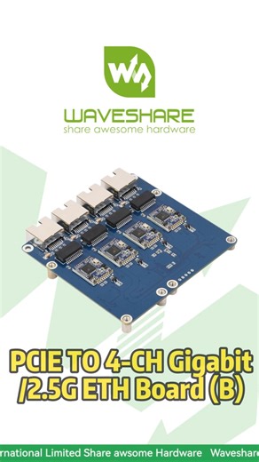 PCIE TO 4-CH Gigabit/2.5G ETH Board (B),4-Port Ethernet Expansion, via Pi 5's PCIe, No Extra PSU