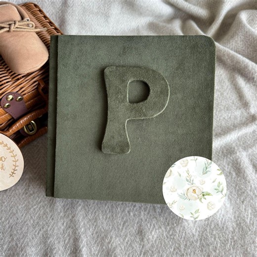 Personalized Baby Memory Book for First Year   Baptism   Milestone Cards, Handmade Suede Keepsake - Etsy