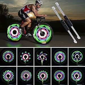 16.3 inch Bike Wheel Lights - Rechargeable LED Spoke Tire Light with 64pc Led Beads and 30 Eye-Catching Patterns, Ideal Rim Lights for Mountain Bike, Road Bikes, BMX, Hybrid
