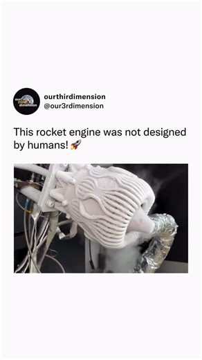 Our Third Dimension | Space Science Universe on Instagram: "⚠️Info: Meet Noyron, the groundbreaking algorithm from LEAP 71 that designs complete rocket engines using physics and engineering rules, not large training data sets. It encodes expert knowledge and first-principles physics to generate fully functional rocket hardware autonomously. The company has used it to create 3D-printed aerospike engines in a single copper piece using industrial additive manufacturing, directly from digital design
