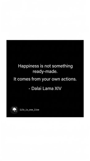 Inspirational Dalai Lama Quote: Happiness Comes From Your Actions ✨#love #quot #lifeinoneline #lol