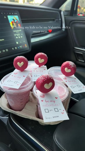 My forever Valentines ❣️ Starbucks strawberry fraps with heart cake pops #valentine #valentinesday #starbucks #bemyvalentine #fyp