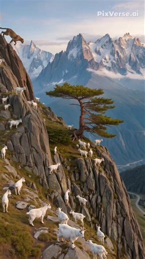 Leopard Attacks Goats on Mountain #shorts #youtubeshorts #goat #leopard