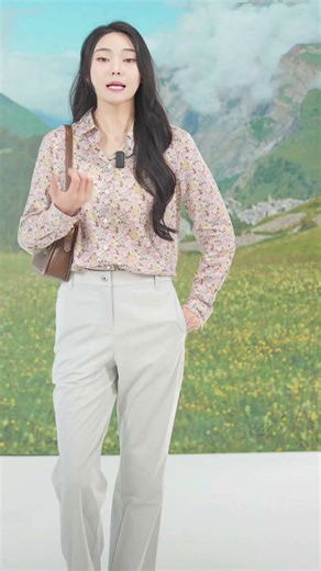 AIGLE【26年春夏新品】艾高女士经典印花长袖时尚休闲翻领衬衫AV01 浅粉红印花 AV01M 36 (160/84A)