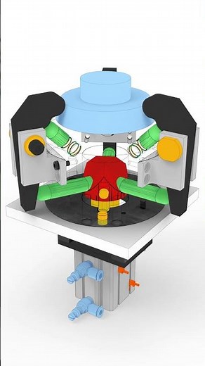 Pneumatic ​​3 Jaw Chuck #mechanic #engineering #mechanism #mechanical #3ddesign