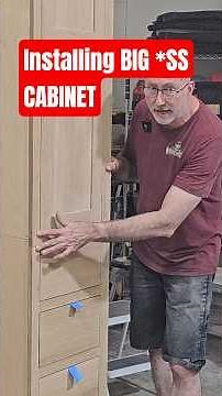 Installation of the UNUSUALLY DEEP BATH CABINET! #diy #cabinetmaker #carpentry #shorts