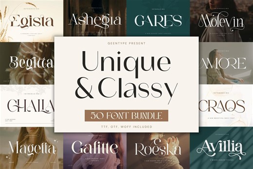 Unique and Classy Fonts Bundle - Modern Branding - Elegant & Stylish Glyphs, Procreate, Canva, Cricut, Luxury Ligature Serif Font - Etsy