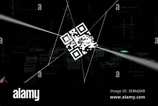 Animation of qr code scanner over human body model against spinning 3d city model. Computer interface and business technology concept Stock Video Footage - Alamy