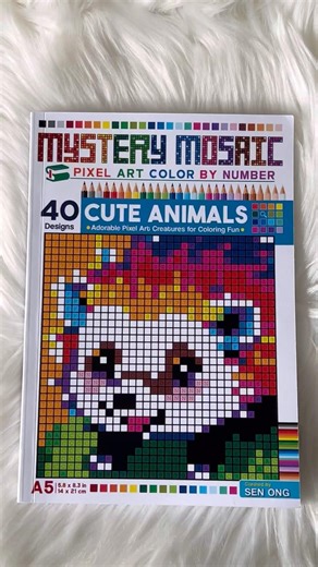 Cute Animals Mosaic Color By Number Coloring Book | Sen Ong | Flip & Completed Page
