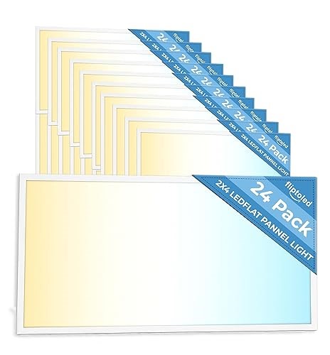 FlipToLed 24 Pack 2x4 LED Flat Panel Light for Drop Ceiling, 9360lm Selectable 30W/40W/50W/60W/72W, Color
