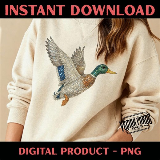 Faux Rhinestone Mallard Duck Flying, Digital Design, PNG, Sublimation, Hunting Shirt, Country Art & Decor - Etsy