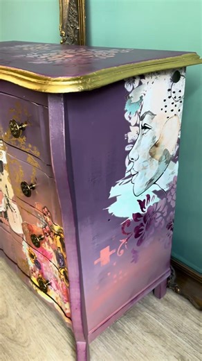 Whimsical Dresser Makeover ✨ Purple, Pink & Gold Magic Using Transfers By Redesign!