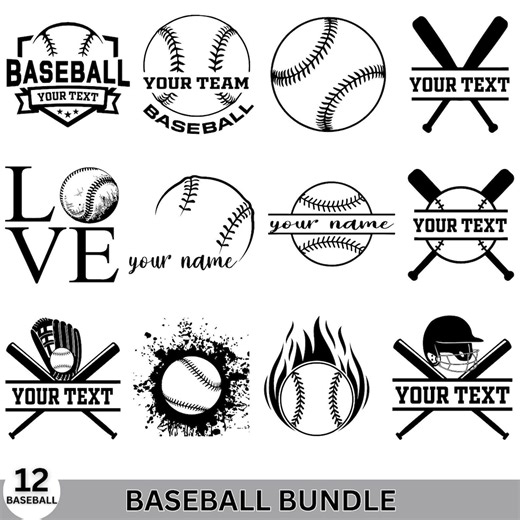 Baseball SVG Bundle: Shirt Cut File, Monogram Designs - Etsy