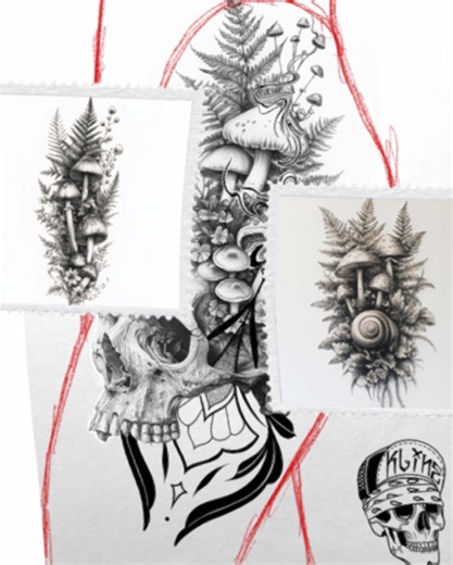 Have some new fresh designs available spooky skulls, forest fungi, Black & grey, detail-heavy, zero fluff just the kind of designs that age like a good bad decision. “Get the tattoo. Regret is temporary. Drip is forever.” #tattoo #tattoos #tattooartist #tattooart #tattoodesign