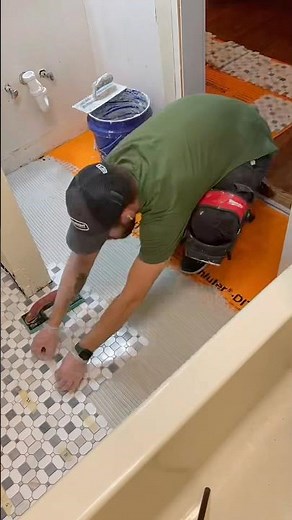 Complete Bathroom Renovation: Stone Mosaic Tile, New Sink & Cabinet Makeover #diy #tileinstallation