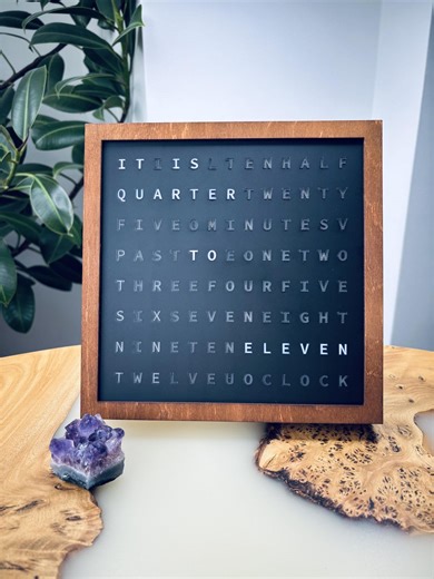 Word Clock in English, LED Wooden Wordclock for Desk, LED Text Display Word Clock, Wooden Electronic Clock for Home & Office - Etsy