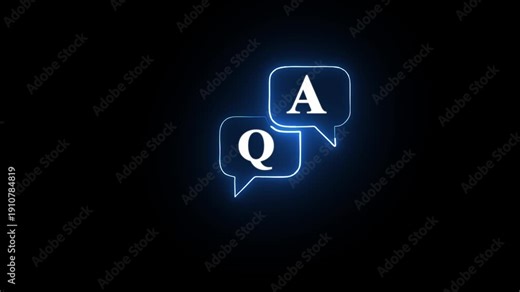 q and a question and answer animated session icon neon 4k screen Animated. Question and Answer the letters Q and A. Speech bubbles.4k video