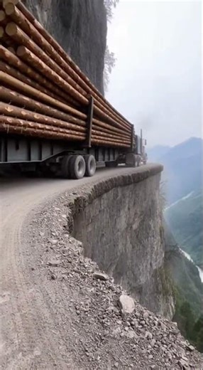 Log Truck's Heart-Stopping Mountain Climb!
