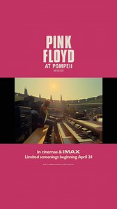41 reactions · 31 shares | The 1972 concert film Pink Floyd at Pompeii – MCMLXXII is coming to cinemas worldwide re-mastered in 4K. Featuring the historic concert and behind-the-scenes footage of the band working on The Dark Side of the Moon. In cinemas & IMAX®. Limited Screenings beginning April 24. Get tickets at pinkfloyd.film #PinkFloydPompeii | Pink Floyd | Facebook