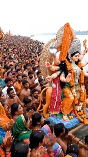 Devi Durga’s Sacred Immersion | River of Devotion 🌊✨ #DurgaMaa #Visarjan #Bhakti