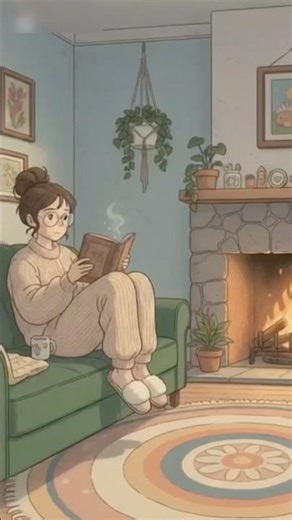 animi vlog 🥰🌷 cozy fire place#aestheticvlog #ghibli #relxing #studioghibli #manhwa