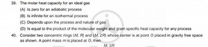 The molar heat capacity for an ideal gas(A) Is zero for an adi... | Filo