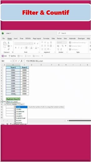 🔥Advanced Excel: Find Duplicates with FILTER & COUNTIF Formula#shorts