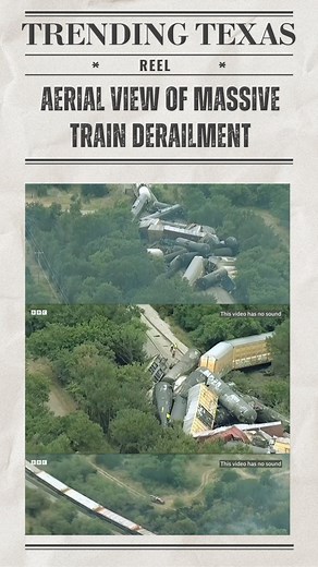 3.8K views · 18 reactions |  Shocking scenes from Texas  Aerial footage captures the aftermath of a massive train derailment where dozens of cars twisted off the tracks. Officials are investigating what caused the crash. Would you have ever expected to see THIS in Texas?  #TexasNews #BreakingTexas #TexasUpdate #TrendingTexas #TrainDerailment | Trending Texas | Facebook