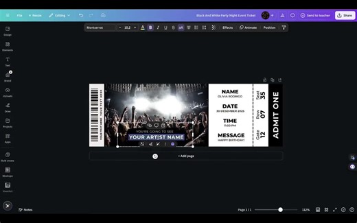 Modèle de billet de concert modifiable : billets électroniques d'événement personnalisables (téléchargement instantané) - Etsy France