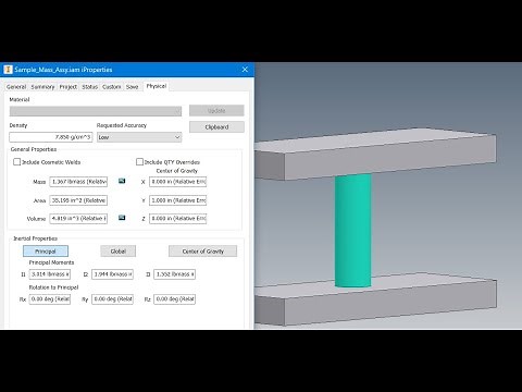 Inventor - Update Part and Assembly Mass Properties Upon Save Via the Application Options