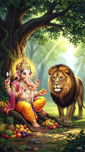 गणेश जी 🙏 और गुस्सैल शेर🔥💯 |#ganesh #story #shorts