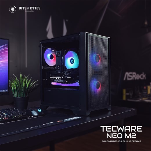 WOW! When you combine airflow, compact design and stunning aesthetics together, here it is! ❤️ . ⚡ Leveraging an airflow optimized design with the #TECWARE case, customisable ARGB lighting from the fans which at the same time provide proper airflow for your internal components, and state-of-the-art #AMD Ryzen 7 processor with #NVIDIA RTX 4070 Ti graphics card, do expect unparelleled performance for your gaming and creative needs! ☀️ . Wanna upgrade your PC? 🤔 Come contact us at BITS AND BYTES! 