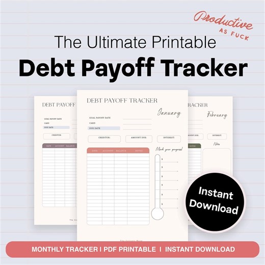 Debt Tracker Printable, Debt Payoff Tracker, Monthly Debt Snowball Worksheet, Financial Planner PDF, Planner Page, Loan Payoff, Journal Page - Etsy