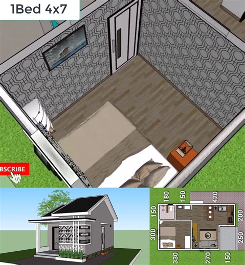 59K views · 628 reactions | 13x23 Best Small House Plans 4x7 Meter 1 Bed 1 bath | Just 4you | Facebook